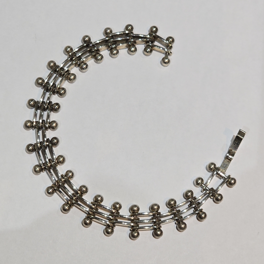 Signed 925 Ball Pin Link Bracelet, Heavy
